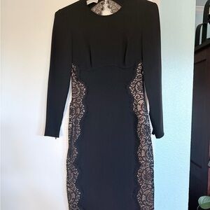 Stella McCartney Black and Cream Lace Long Sleeve Dress